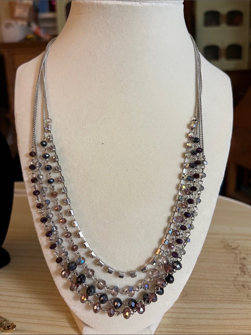 Multi-Strand Purple Bead Layered Necklace - Women